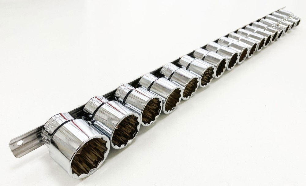 SOCKET SET 1/2 DRIVE SHALLOW CRV 17 PIECES 10-24mm 27mm 30mm BI HEX - TOOLZONE KDPSS095