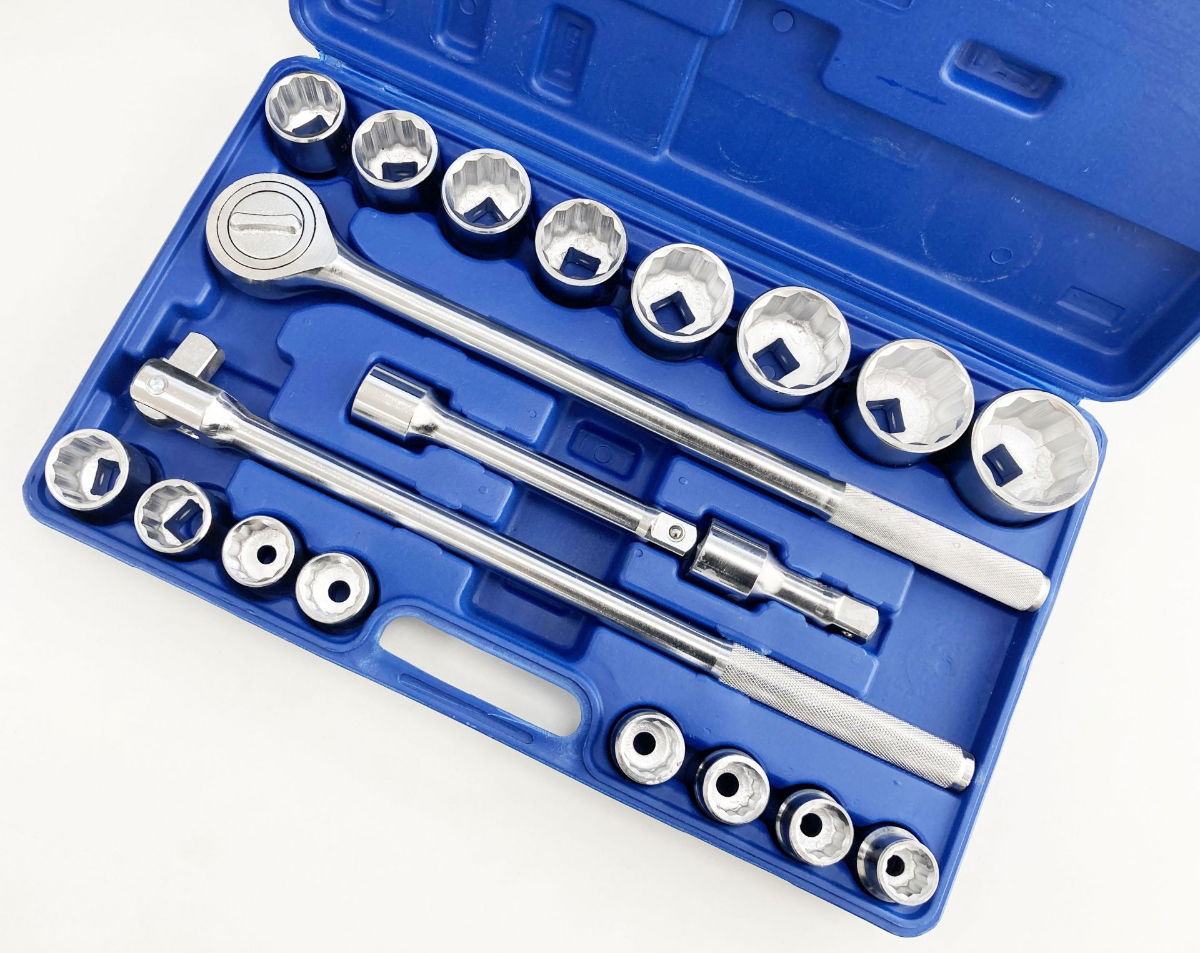 SOCKET SET 3/4 DRIVE 21 PIECES 19-50mm IN BLOW MOLD CASE - TOOLZONE KDPSS116