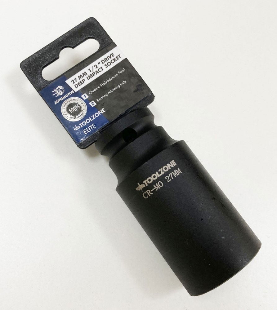 IMPACT SOCKET 1/2 DRIVE DEEP 27mm CRMO - TOOLZONE KDPSS131