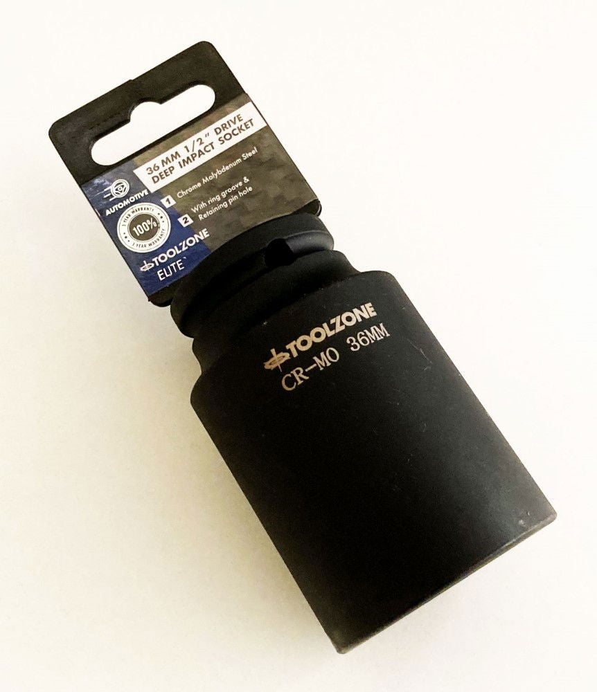 IMPACT SOCKET 1/2 DRIVE DEEP 36mm CRMO - TOOLZONE KDPSS134