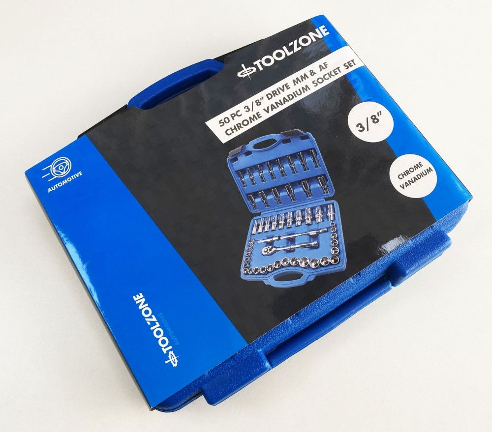SOCKET SET 3/8 DRIVE MM AND AF 50 PIECES SHALLOW AND DEEP CRV - TOOLZONE KDPSS226