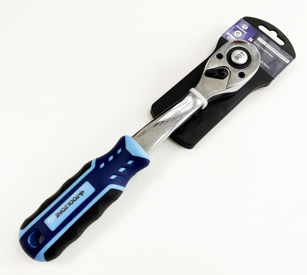 RATCHET HANDLE 1/2 DRIVE 90 TEETH 3 COLOUR CRV - TOOLZONE KDPSS232