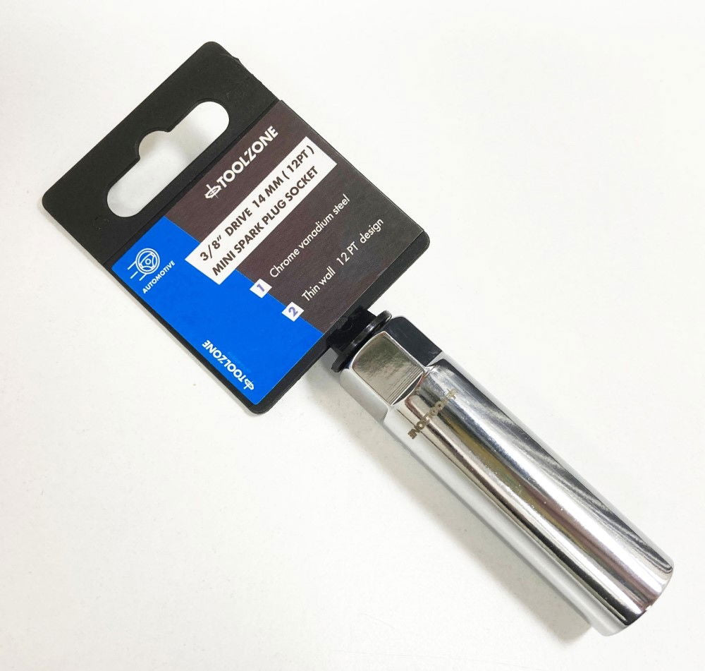 SPARK PLUG SOCKET 3/8 DRIVE 14mm THIN WALL 12 POINT CRV - TOOLZONE KDPSS237
