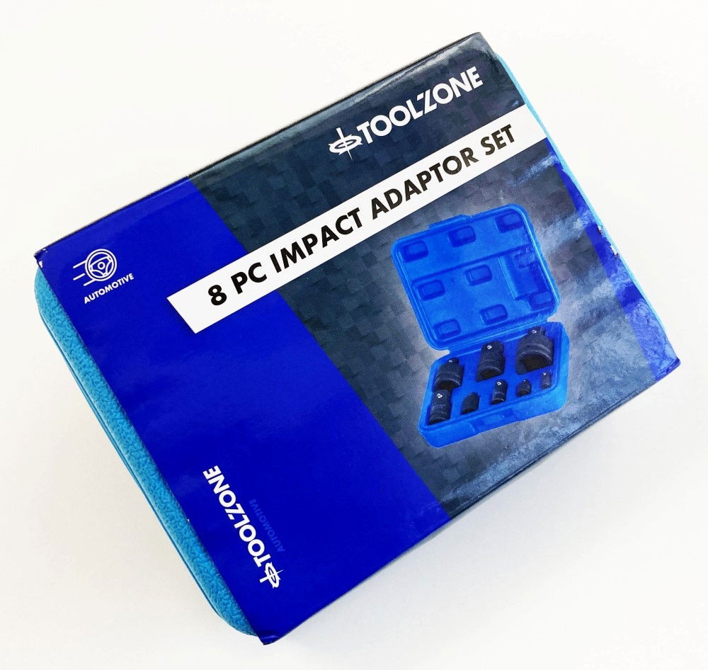 IMPACT ADAPTOR SET 8 PIECES 1/4 TO 1 DRIVE IN BLOW MOLD CASE - TOOLZONE KDPSS243