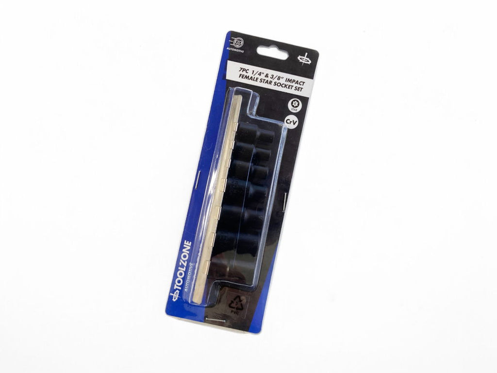 IMPACT E SOCKET SET 7 PIECES 1/4 AND 3/8 DRIVE CHROME VANADIUM - TOOLZONE KDPSS264