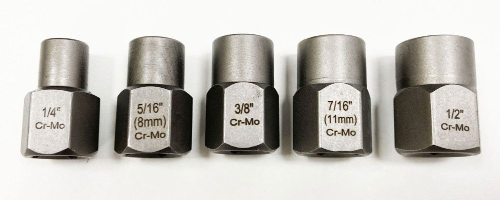 SHALLOW BOLT EXTRACTOR SET 5 PIECES 3/8 DRIVE 6mm-12.7mm CHROME MOLYBDENUM - TOOLZONE KDPSS288