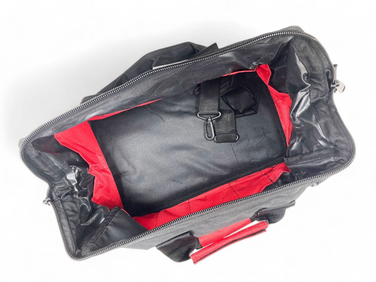 TOOL BAG 16 28 POCKETS HARD BASE NYLON RED AND BLACK - TOOLZONE KDPTB017
