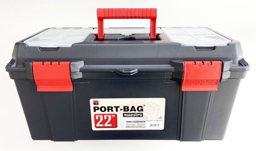 TOOLBOX MAESTRO 22 WITH ORGANISER LIDS AND CARRY TRAY - TOOLZONE KDPTB096