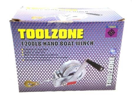 BOAT WINCH 1200lb 20m ROPE 5mm DIAMETER - TOOLZONE KDPTD023