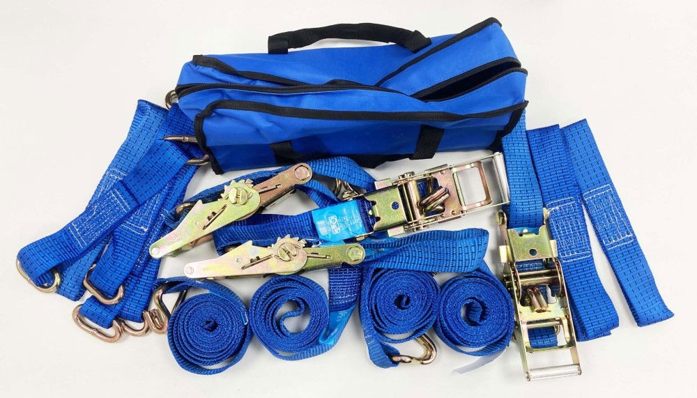 CAR TRANSPORTER SET 16PC INCLUDES RATCHET TIE DOWNS AND CHOKER STRAPS - TOOLZONE KDPTD068