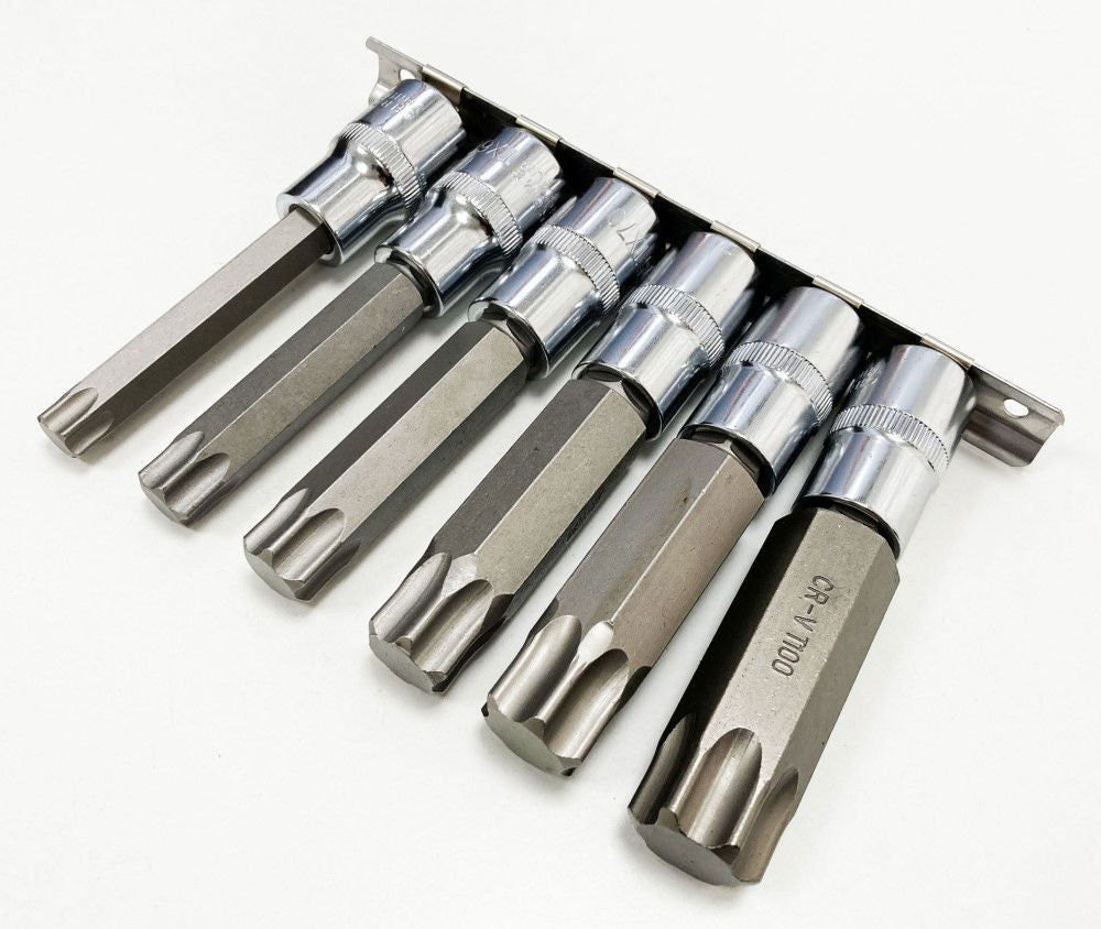 STAR BITS SET 6 PIECE 1/2 DRIVE T55-T100 100mm - TOOLZONE KDPTX036
