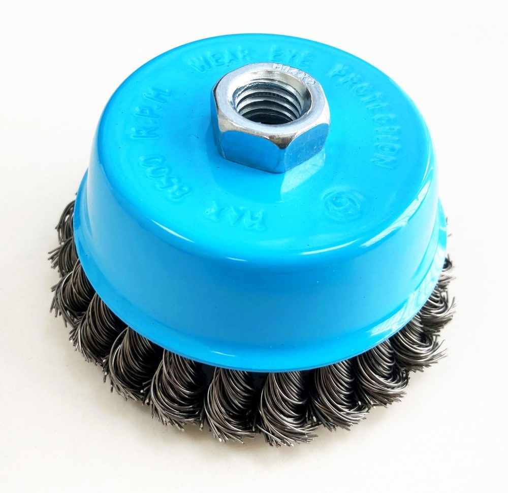 TWIST KNOT WIRE CUP BRUSH 4 M14 THREAD - TOOLZONE KDPWB002