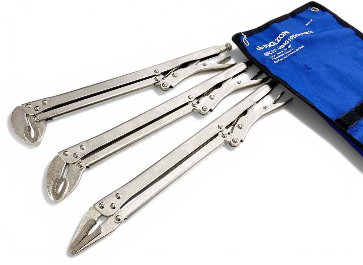 LOCKING PLIER SET 3 PIECE 15 STRAIGHT 45 DEGREE 90 DEGREE - TOOLZONE KDPWR119