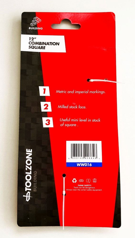 COMBINATION SQUARE 12 METRIC AND IMPERIAL - TOOLZONE KDPWW016