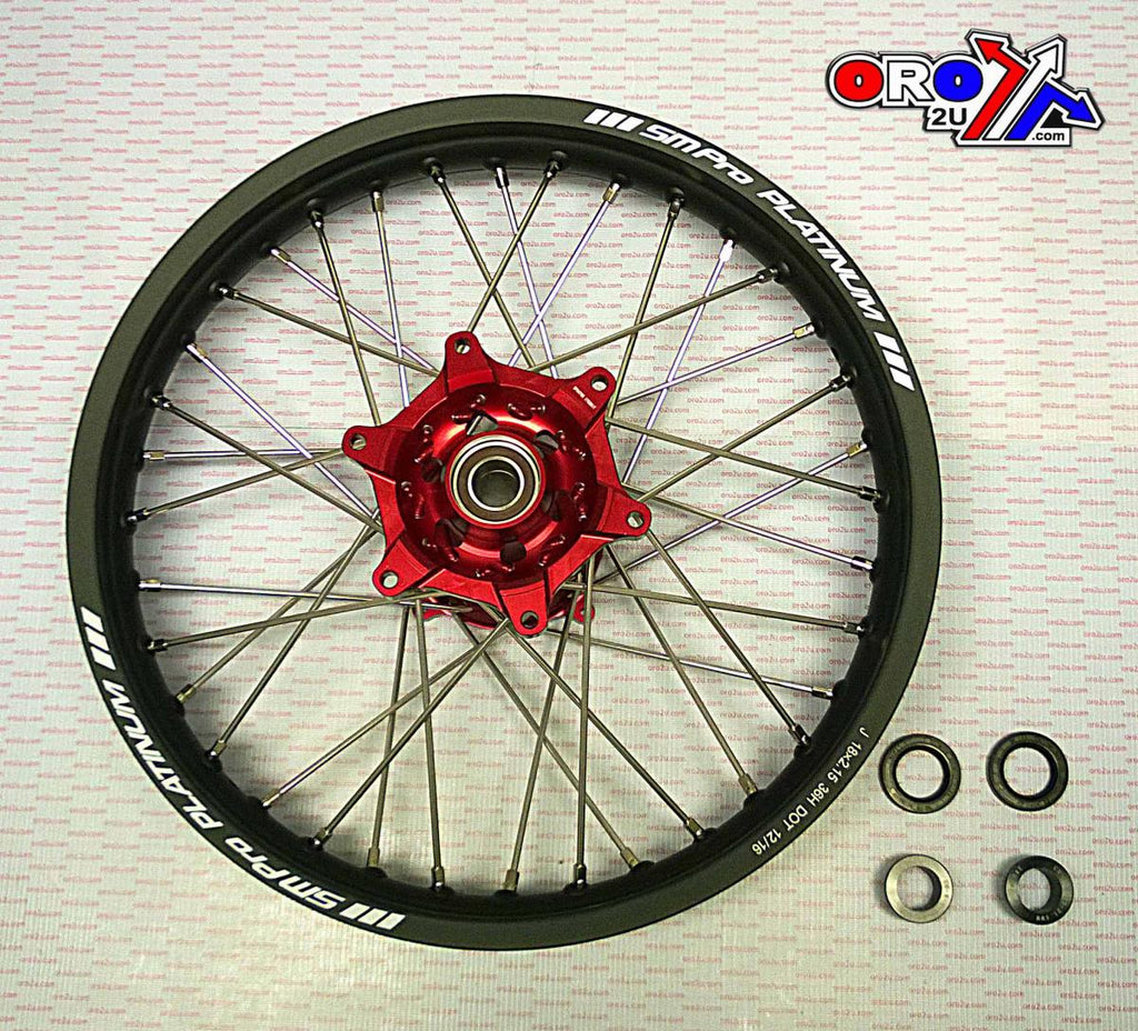 18x2.15 WHEEL HON BLACK/RED, MX-9131 RIM BLK, HUB RED, SP04703845199 MATT RIM