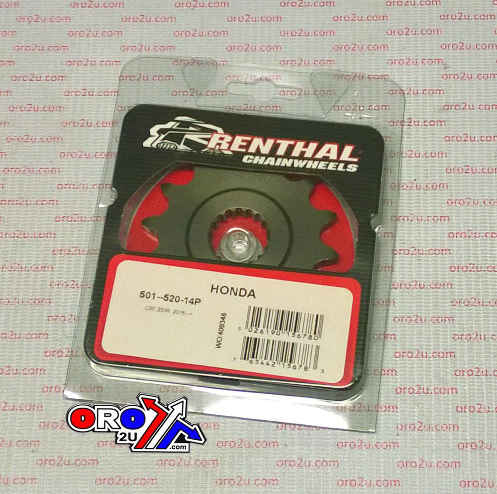 FRONT SPROCKET RENTHAL HONDA CRF250R 18, RENTHAL 501--520-14P, 501--520-14P