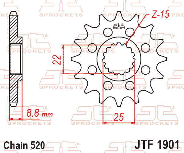FRONT SPROCKET JTF1901.14RB JT RUBBER CUSHIONED