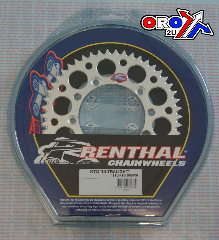 REAR SPROCKET ALLOY RENTHAL, ULTRALITE 192U-420-50GPSI