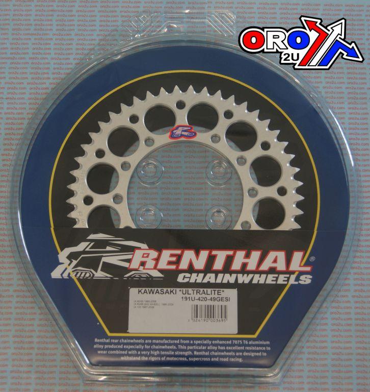 REAR SPROCKET ALLOY RENTHAL, SILVER ULTRALITE 191U-420-49GESI