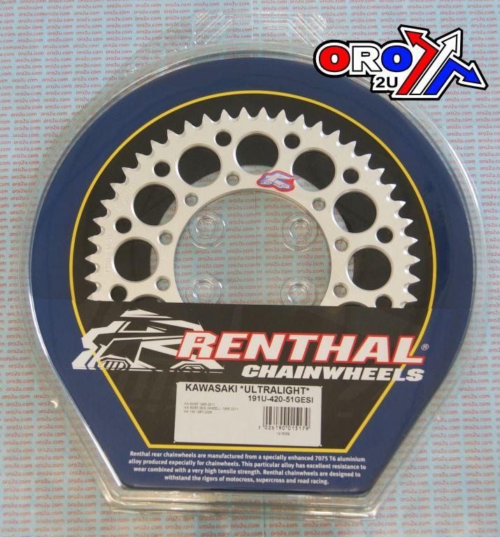 REAR SPROCKET ALLOY SI RENTHAL, SILVER ULTRALITE 191U-420-51GESI