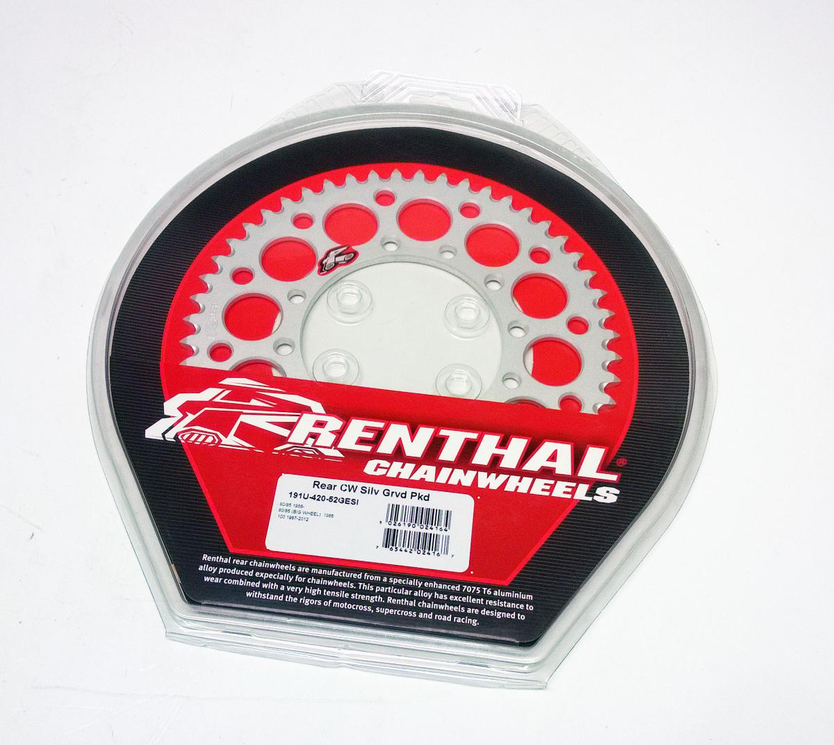 REAR SPROCKET ALLOY SI RENTHAL, ULTRALITE 191U-420-52GESI SILVER