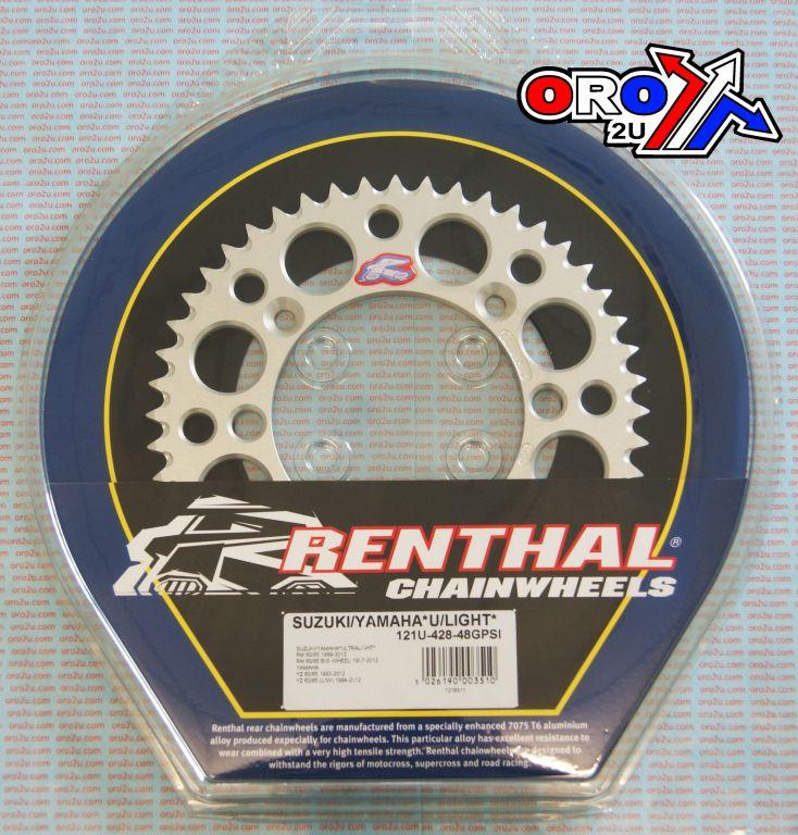 REAR SPROCKET ALLOY RENTHAL, ULTRALITE 121U-428-48GPSI SILVER, SUZUKI, YAMAHA