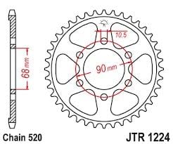 REAR SPROCKET CB CBF HONDA, JTR1224.36 JT