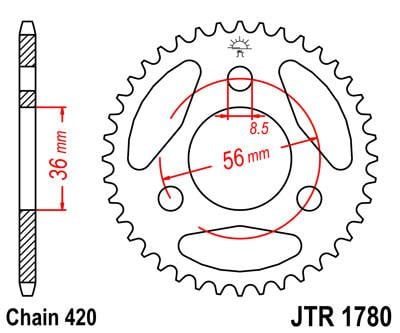 REAR SPROCKET JTR1780.28 STEEL BLACK