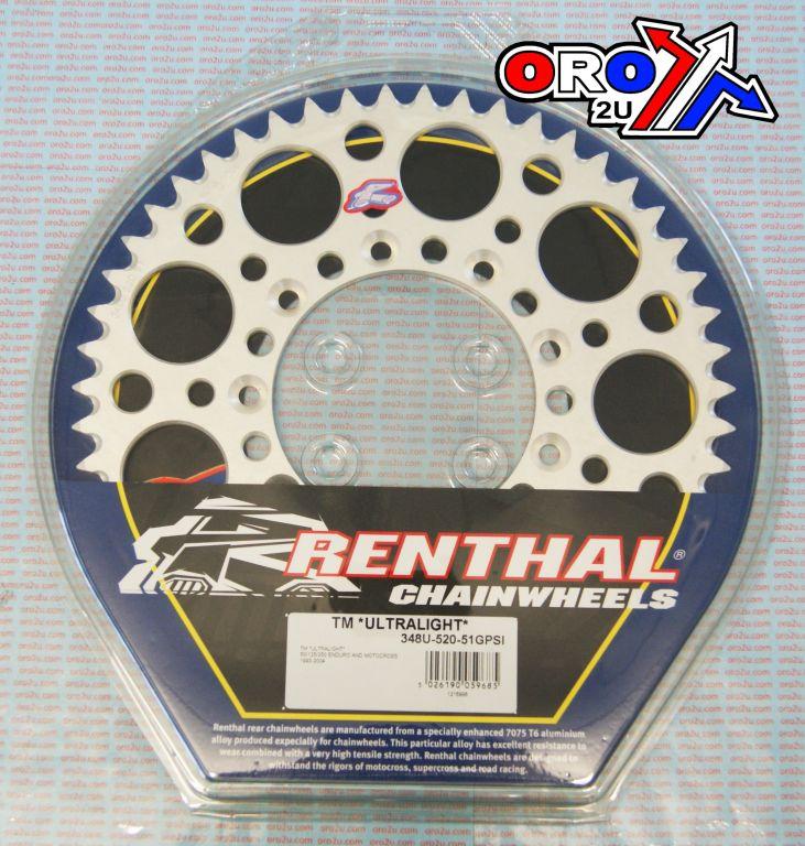 REAR SPROCKET RENTHAL 348, ULTRALITE 348U-520-51GPSI SILVER TM
