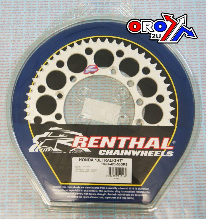 REAR SPROCKET ALLOY RENTHAL, ULTRALITE 189U-420-56GRSI SILVER