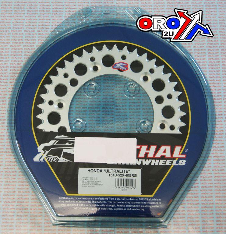 REAR SPROCKET ALLOY RENTHAL, ULTRALITE 154U-520-40GRSI