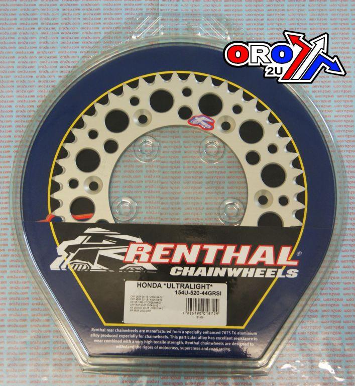 REAR SPROCKET ALLOY RENTHAL, ULTRALITE 154U-520-44GRSI SILVER