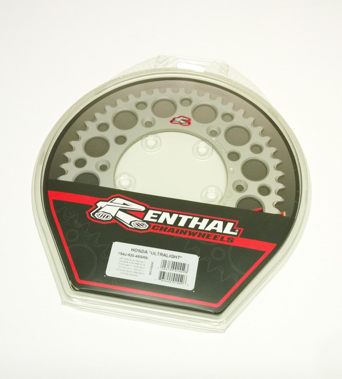 REAR SPROCKET ALLOY RENTHAL, ULTRALITE 154U-520-48GRSI SILVER, 154U-520-48GRSI