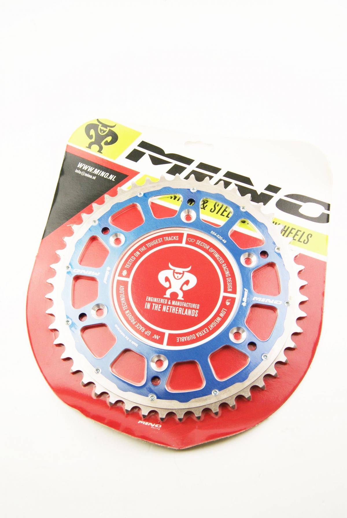 MINO REAR SPROCKET FUSION 2-RING, 23-554-49 BLUE STEEL/ALLOY