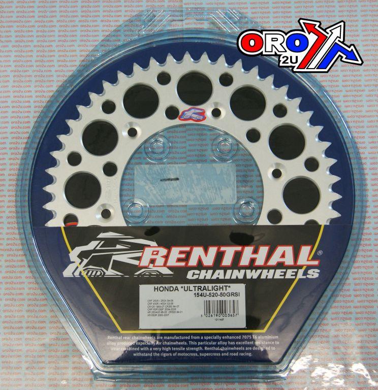 REAR SPROCKET ALLOY RENTHAL, ULTRALITE 154U-520-50GRSI