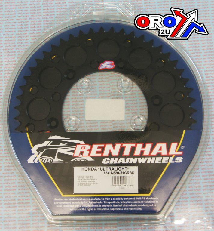 REAR SPROCKET ALLOY RENTHAL, ULTRALITE 154U-520-51GRBK