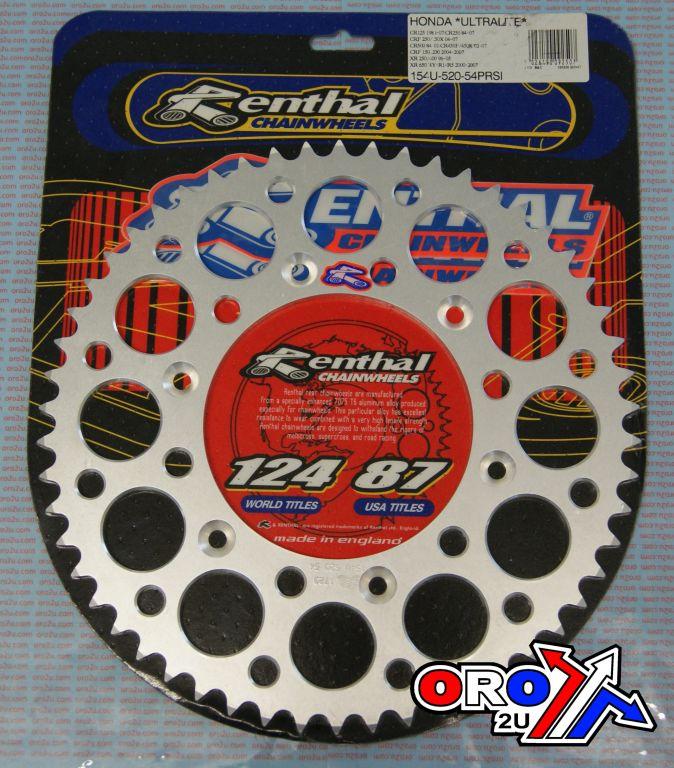 REAR SPROCKET ALLOY RENTHAL, ULTRALITE 154U-520-54GRSI SILVER