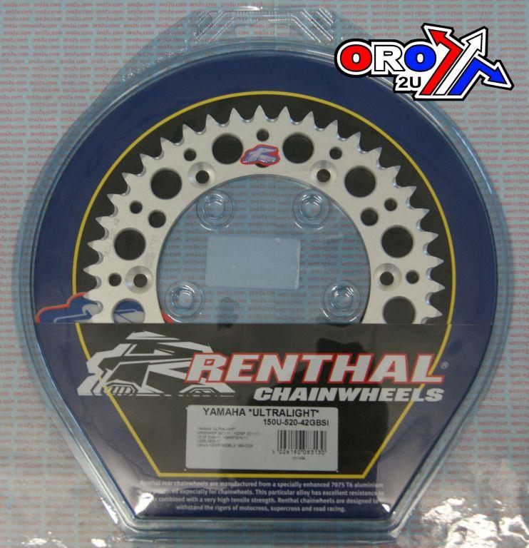 REAR SPROCKET ALLOY RENTHAL, ULTRALITE 150U-520-42GBSI SILVER