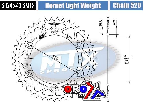 REAR SPROCKET STEEL HARD LIGHT SR251-43 JTR251.43