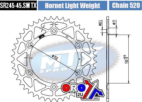 REAR SPROCKET STEEL HARD LIGHT 11H-428-45 SR245-45