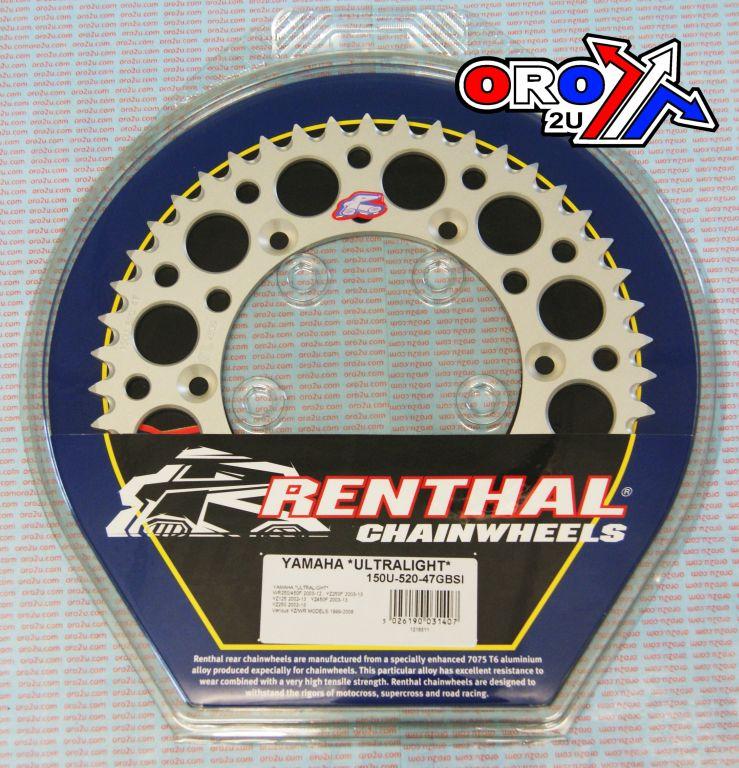 REAR SPROCKET ALLOY RENTHAL, ULTRALITE 150U-520-47GBSI SILVER