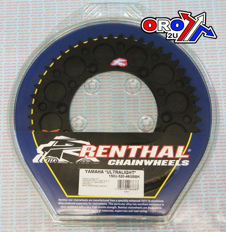 REAR SPROCKET ALLOY RENTHAL, ULTRALITE 150U-520-48GBBK BLACK