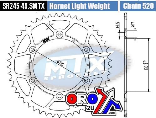 REAR SPROCKET STEEL HARD LIGHT 11H-428-49 SR245/251-49