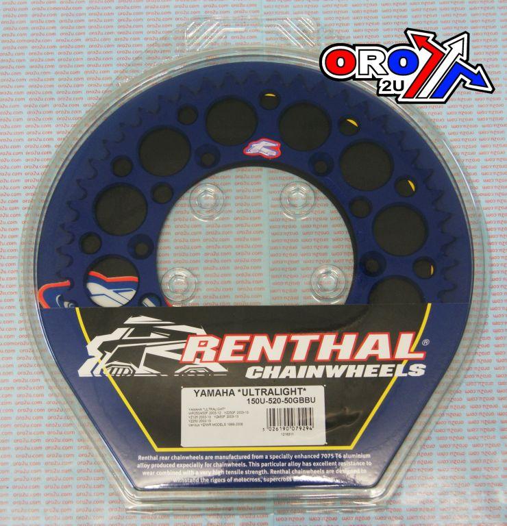 REAR SPROCKET ALLOY RENTHAL, ULTRALIGHT 150U-520-50GBBU BLUE