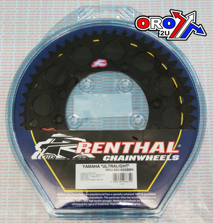 REAR SPROCKET ALLOY RENTHAL, ULTRALITE 150U-520-52GBBK BLACK