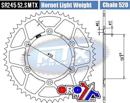 REAR SPROCKET STEEL HARD LIGHT 11H-428-52 SR245/251-52