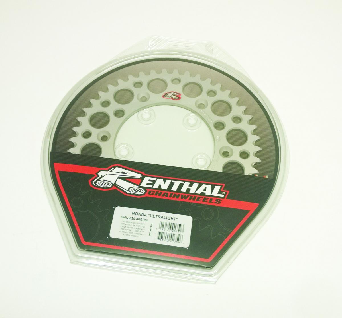 REAR SPROCKET ALLOY RENTHAL, ULTRALITE 154W-520-46GRHA SILVER