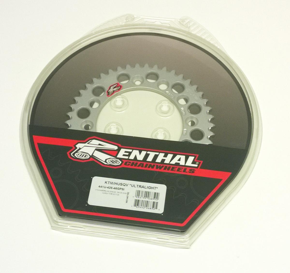 REAR SPROCKET ALLOY RENTHAL, ULTRALITE 441U-428-46GPSI SILVER
