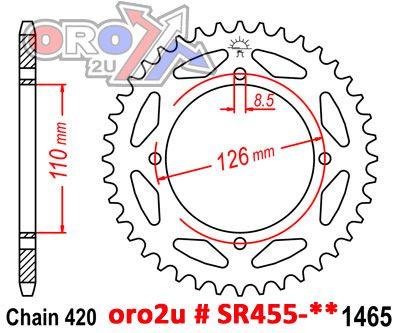 MINO REAR SPROCKET ALLOY BLACK 1465, 25-660-420-49