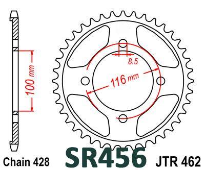 MINO REAR SPROCKET ALLOY BLACK 462, 25-605-49 CHAIN 428 Conversion JTR462.49